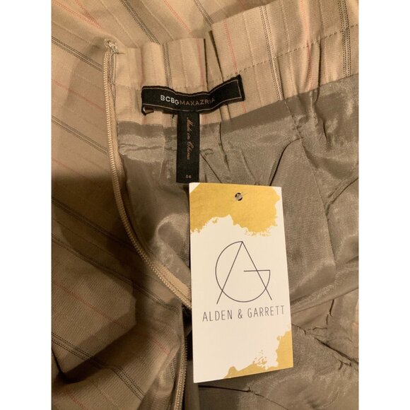 BCBG Max Azria Tan W/ Black & Red Striped A-line Skirt , Size 6 - Picture 7 of 7